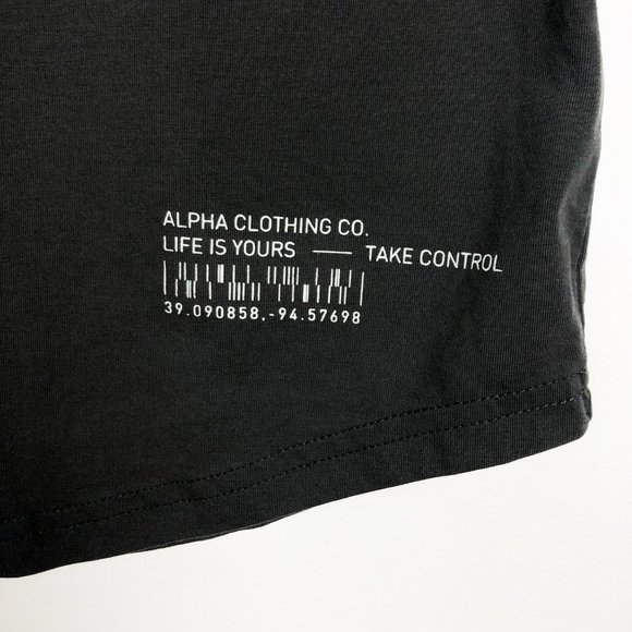ALPHA raglan 3/4 sleeve raglan stamped tee green - Picture 5 of 7